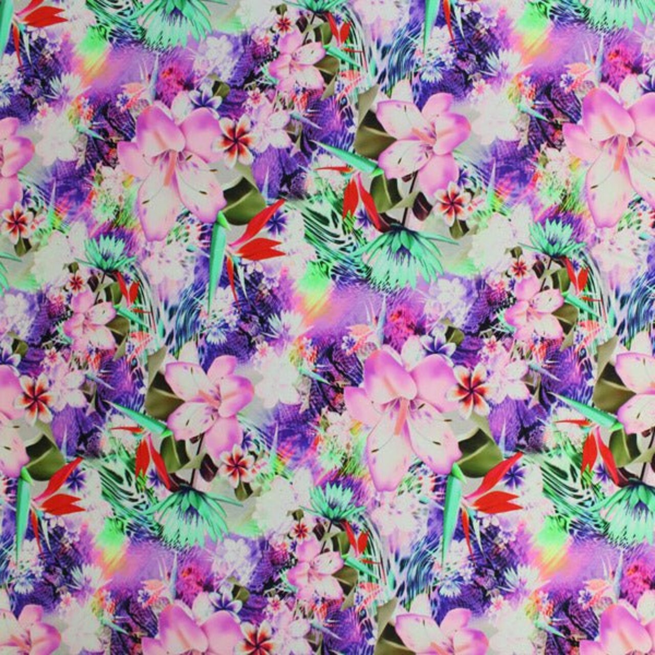 1 Yard Wild Tropical Flowers Printed 4 Way Stretch Nylon Spandex Fabric 58 60 inch Width